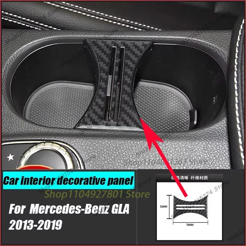 for Mercedes-Benz GLA/CLA/A Water Cup Holder Decorative Stickers Real Carbon Fiber Interior Modified Car Accessories 2013 2014