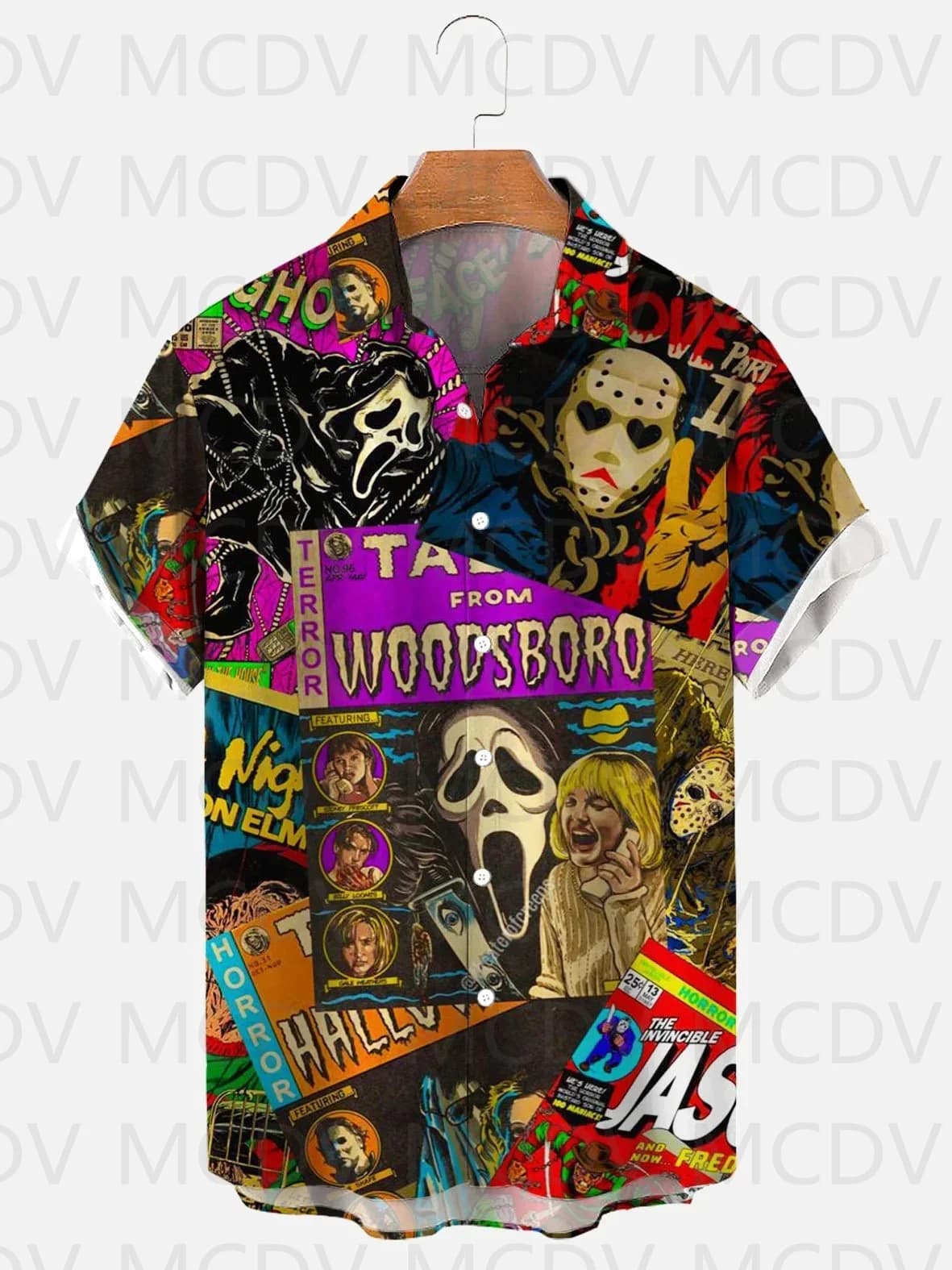 Royaura Vintage Skull Lily Print Men's For Women's Bowling Button Pocket Plus Size Shirt