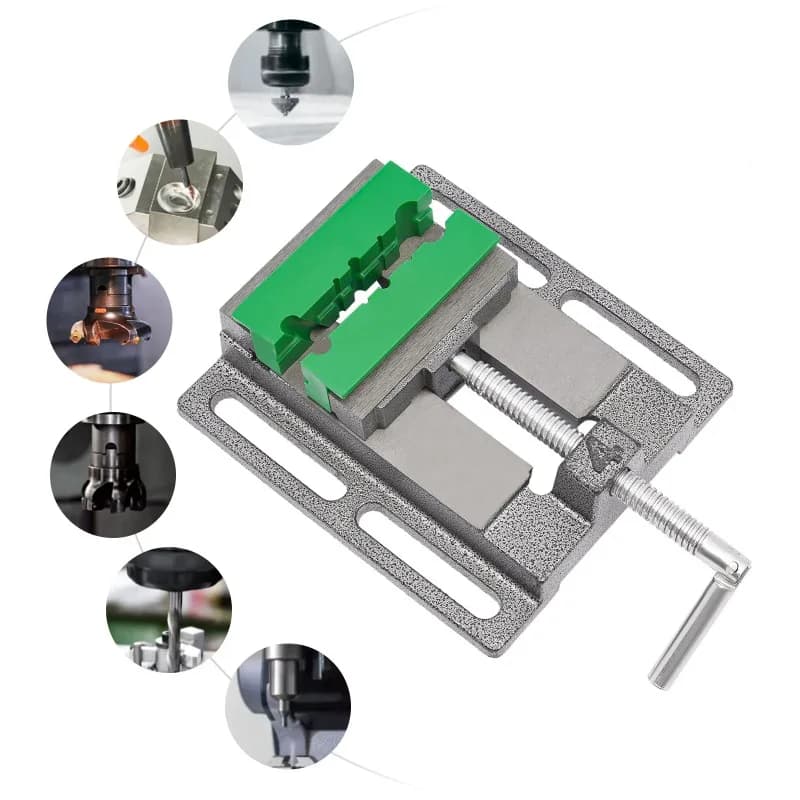 4" Drill Press Vise, Cast Iron and Steel Construction, Non-Slip Sawtooth Jaws, Secure Base, Corrosion-Resistant, Easy to