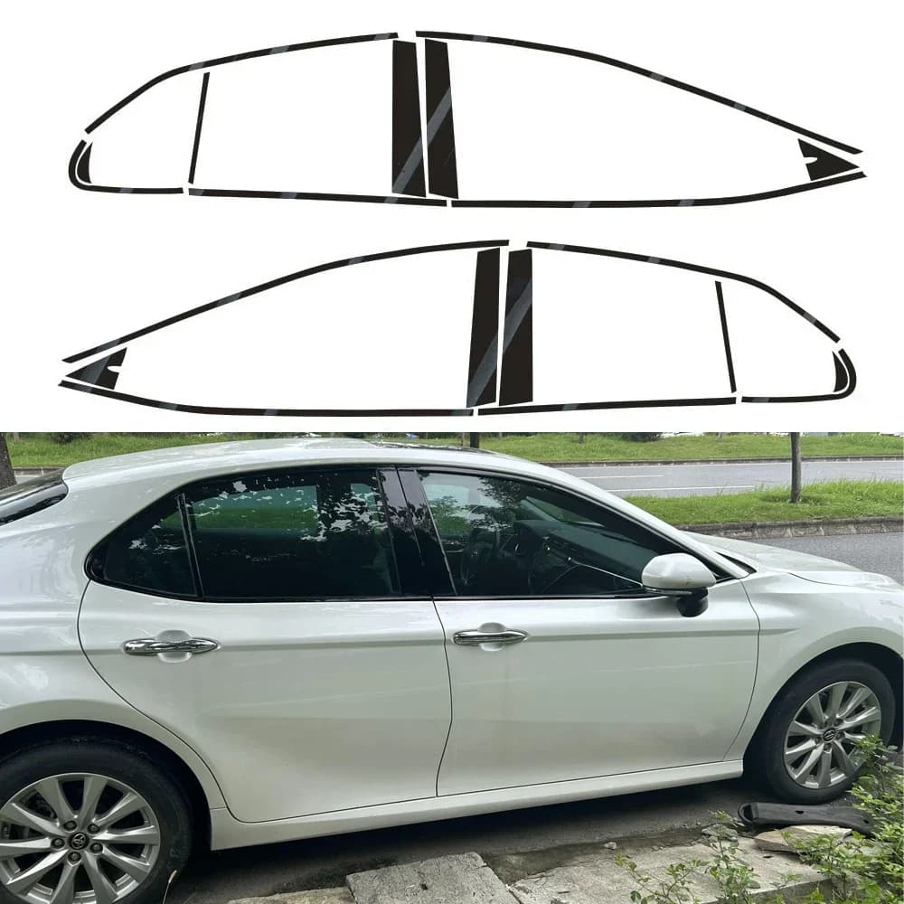 For Toyota Camry XV70 2017-2023 Sedan Window Chrome Delete Blackout ABC Pillars Glossy Black Stickers