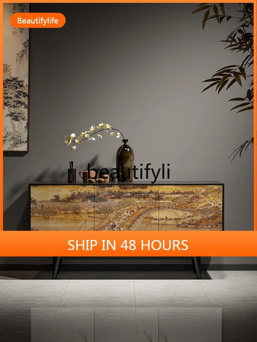 cn8617 ss New Chinese Style Sideboard Cabinet Living Room Storage TV Console Decorative Cabinet Simple Cupboard