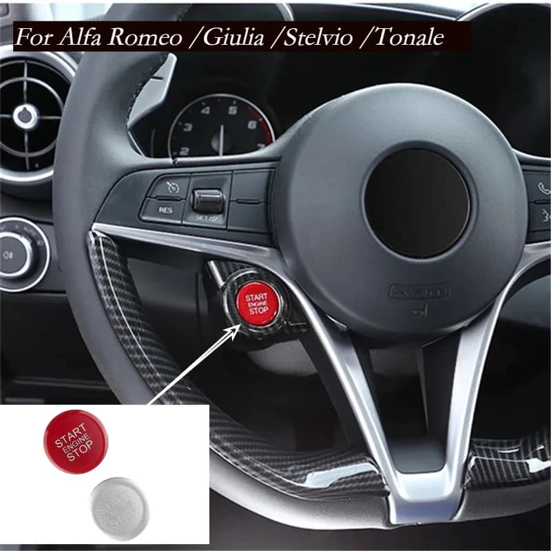 For Alfa Romeo Giulia Stelvio Tonale ABS Car Steering Wheel One-Touch Start Button Patch Trim Sticker Car Accessories