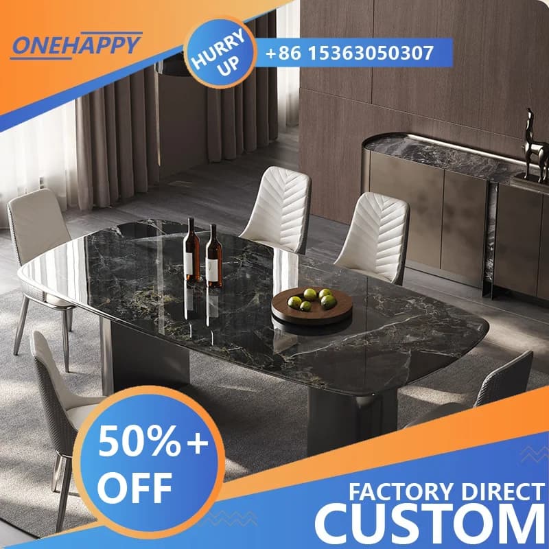 Any Size Custom Family Friendly Super Crystal Stone Dining Table Rounded Edge Food Grade Sturdy Steel Base Easy Home Furniture