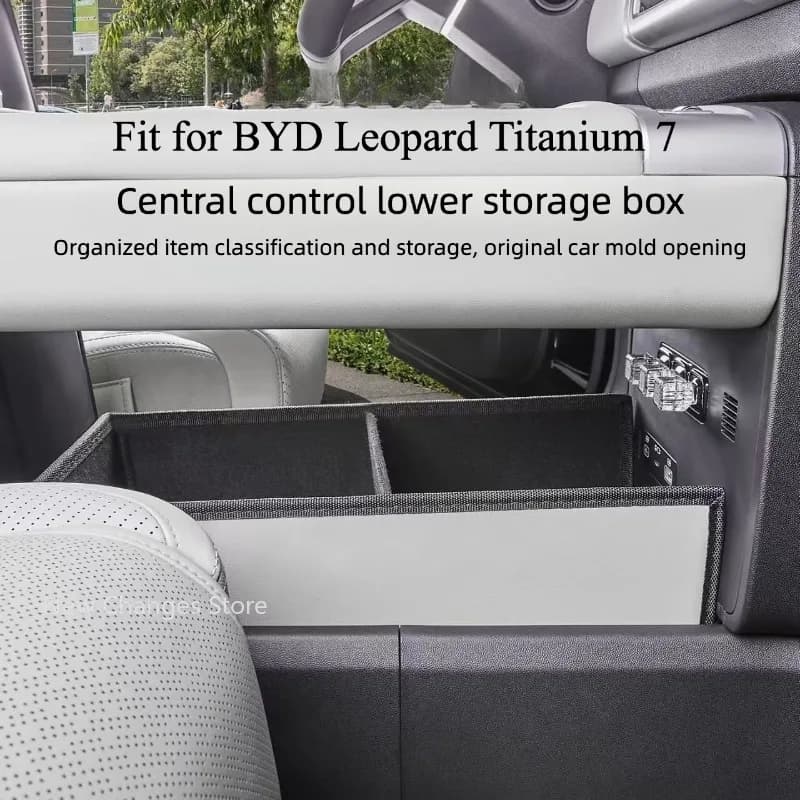 For BYD Ti 7 Soft Storage Box Organizer Central Control Lower Layer Storage Box Interior Modify Accessories