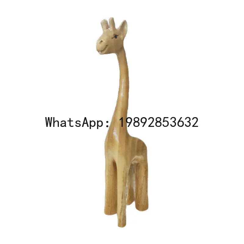 PYJ camphor wood carving painted deer giraffe home office ornament
