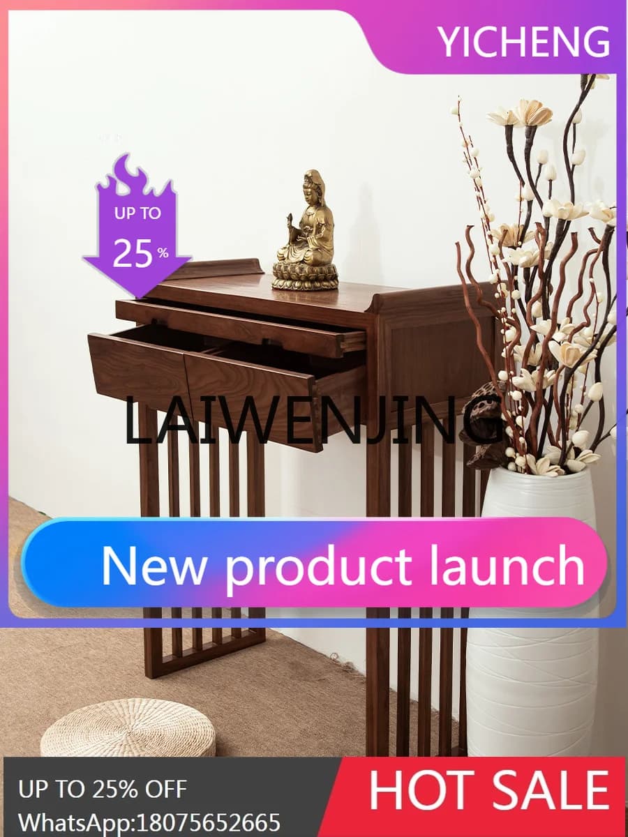 LYY Solid Wood New Chinese Style Altar Incense Burner Table Buddha Shrine Tribute Table Bye-Bye Cabinet Buddha Cabinet Altar