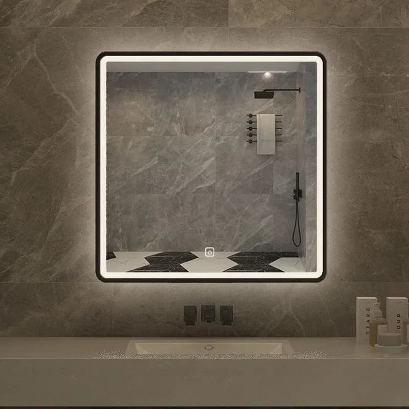 DSA smart mirror with frame bathroom wall-mounted mirror aluminum alloy frame square touch screen wall-mounted mirror smooth