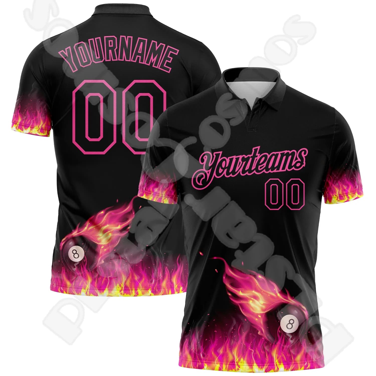 Custom Name Billiards Vintage Flame Graffiti Tattoo Colorful 3DPrint Harajuku Summer Funny Short Sleeves Polo Jersey Shirts X1