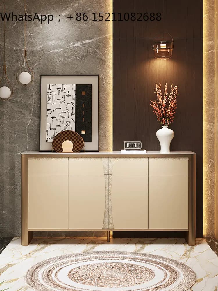 LLY shoe cabinet storage integrated wall solid wood light luxury high-end sense large-capacity entrance cabinet
