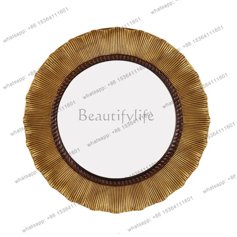 Round European mirror American decorative bathroom living room entrance wall hanging bathroom mirror