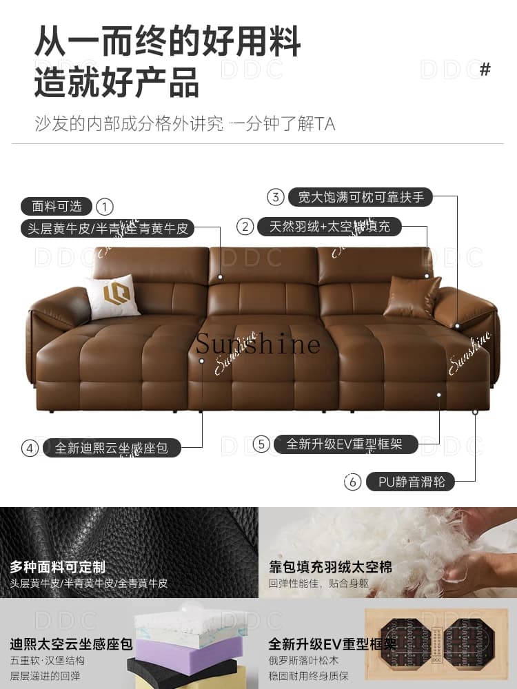 Electric multi-functional leather sofa living room zero against the wall, simple and modern small apartmentH