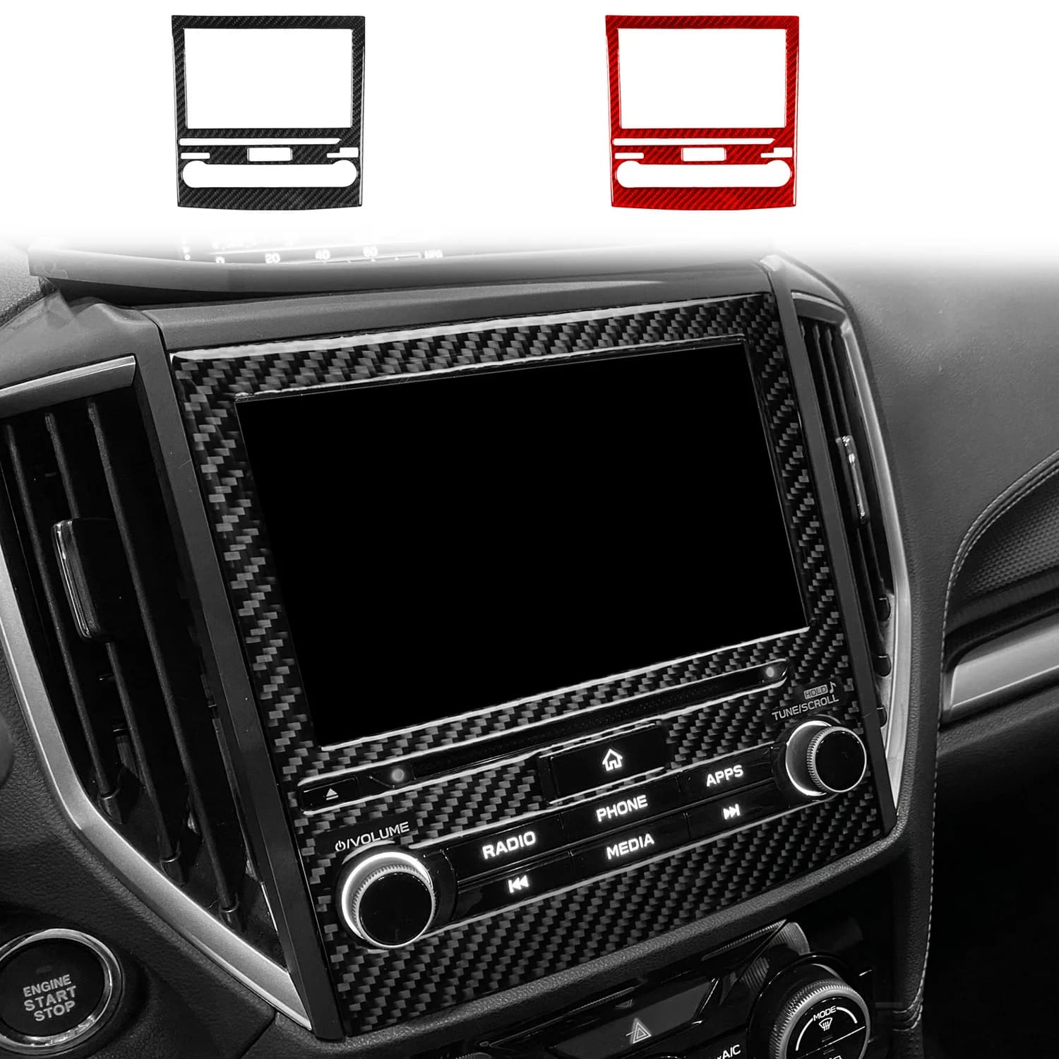 LHD! For Subaru Forester SK 2019-2024 Carbon Fiber Center Display Screen Surround Trim Cover 1Pc