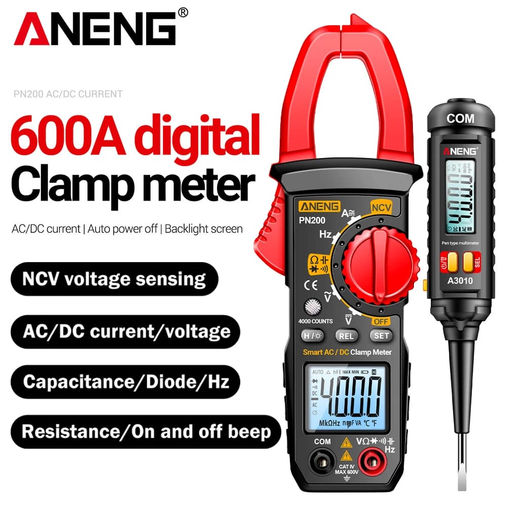 ANENG PN200 Multimeter Digital Clamp Meter DC/AC 600A Current Voltage+A3010 2 in1 Pen Type Multimeter Electrician Tester Tools