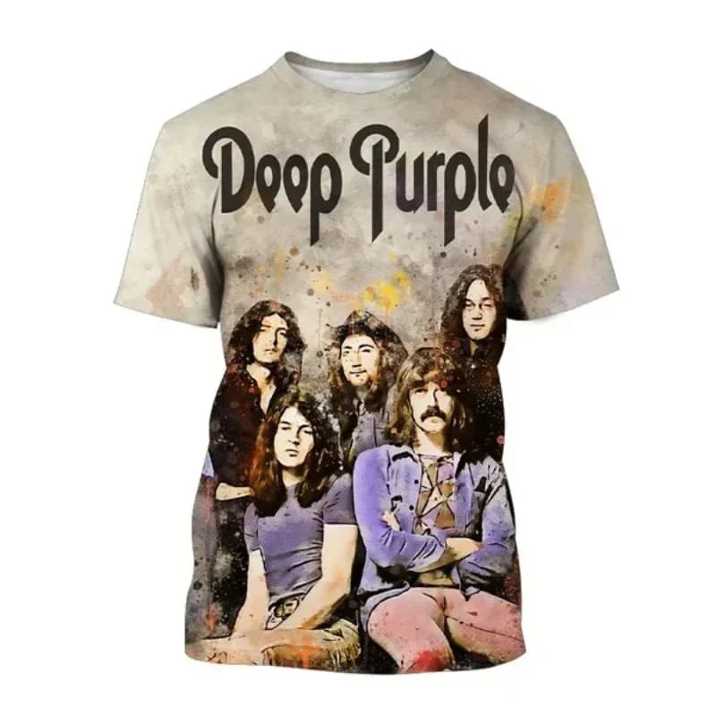 Summer Men Clothing Deep Purple Band Hard Rock Music 3D Print T-shirt Fashion Casual Oversized T Shirt Harajuku Unisex Tops Tees