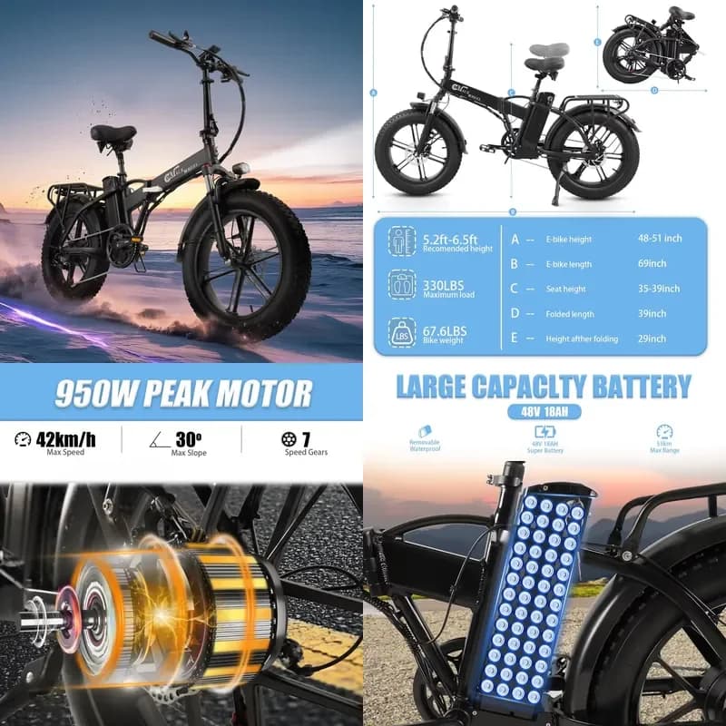 2026 Mountain Off-Road 20 Inch Folding E-Bike 7 Speed Aluminum Alloy 18AH Lithium Battery Rear Hub Motor Disc Brake Oil