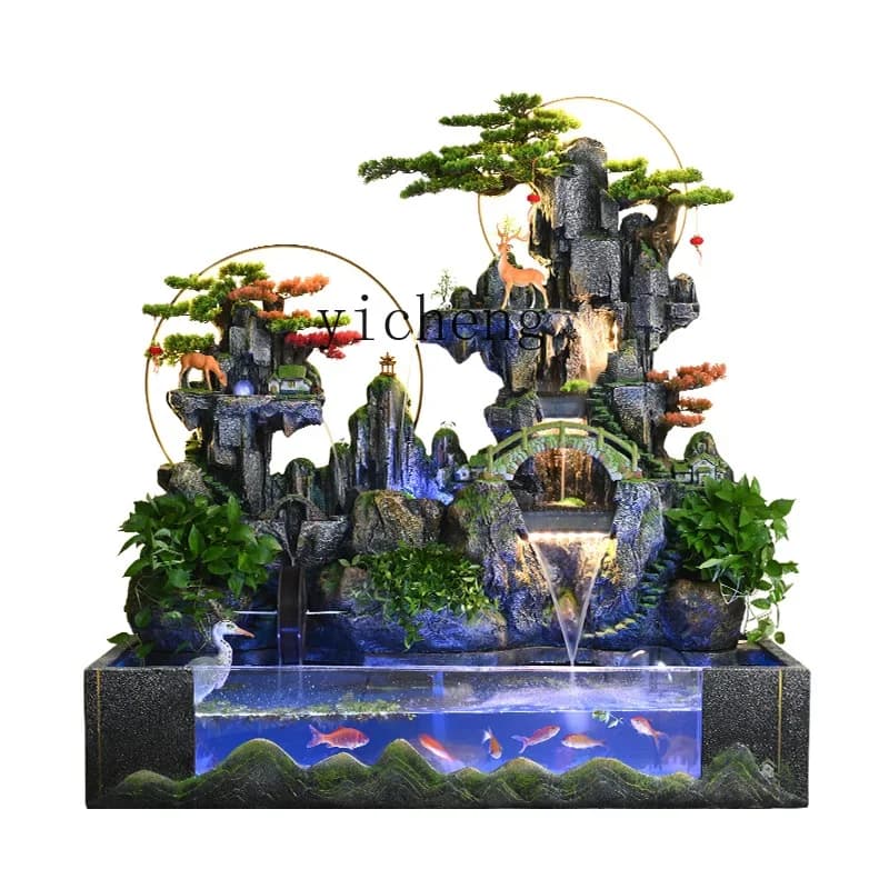 JJ  large rockery waterfall circulating water ornament landscape outdoor pool fountain fairy garden