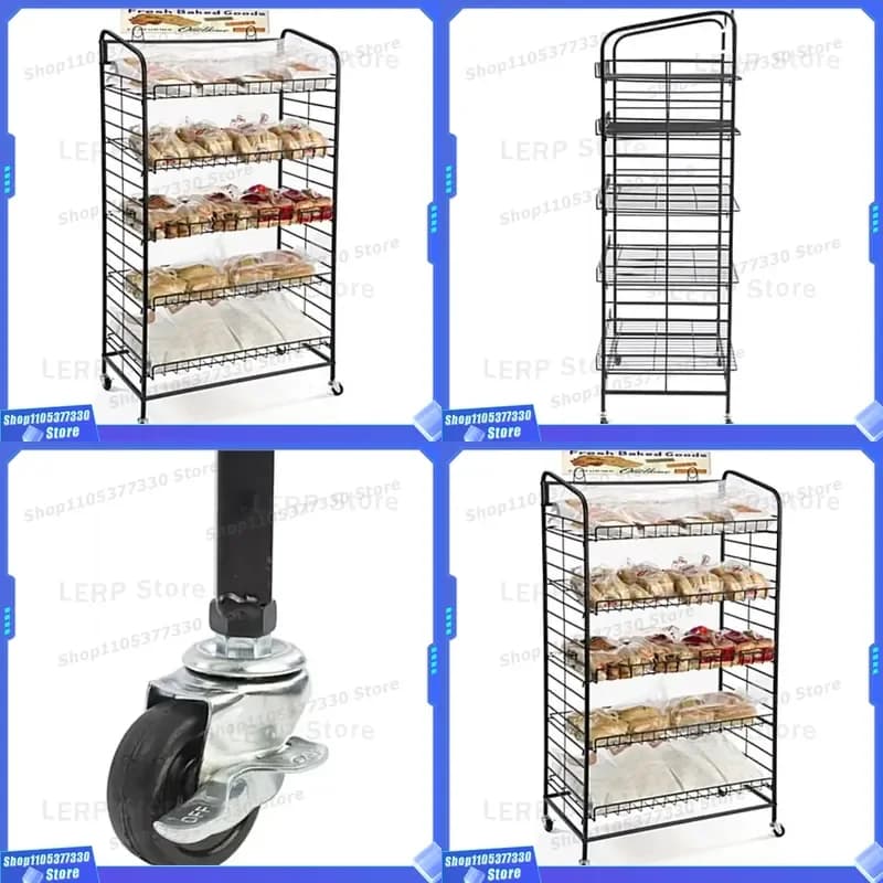 Five Tier Removable Bread Display Rack for Snack Shop Bakery Counter Storage Stand Metal Wire Shelf Organizer Kitchen Home