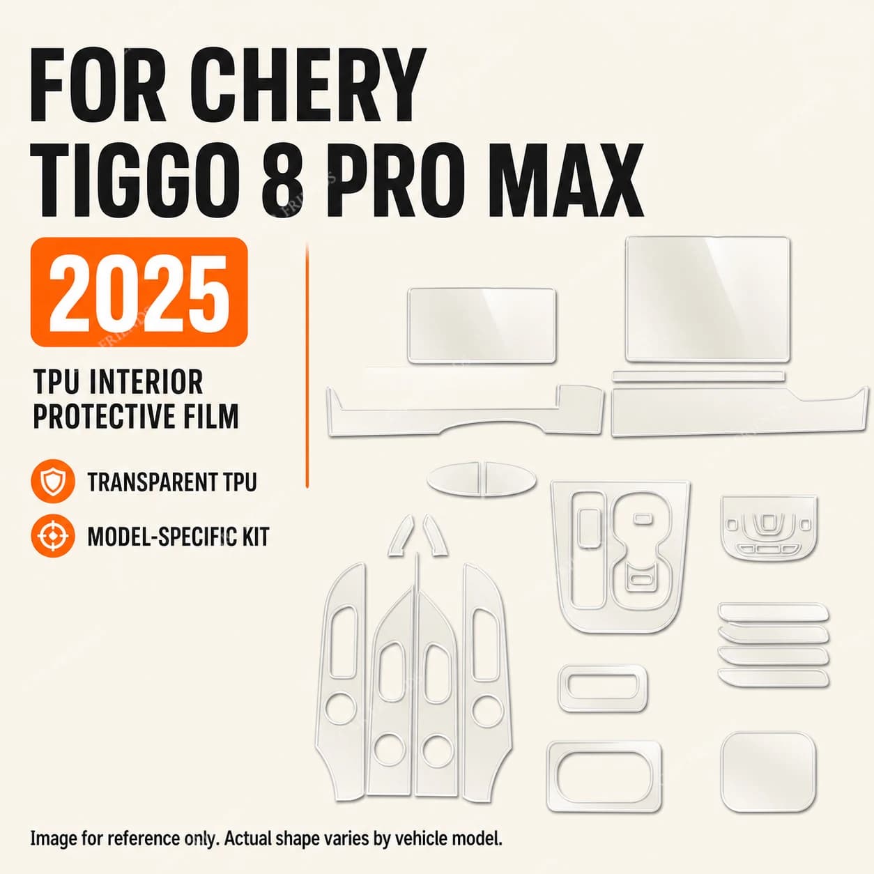 For CHERY TIGGO 8 Pro Max 2025 Car Panel Transparent TPU Interior Protective Sticker Dashboard Anti-Scratch Cover Accessories