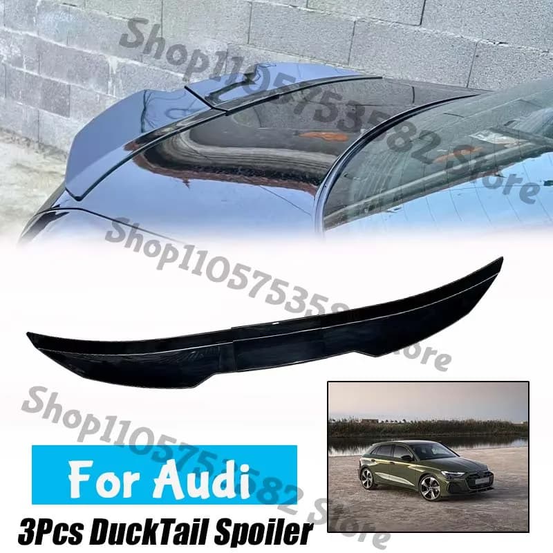 3Pcs Ducktail High Kick Trunk Spoiler For Audi Universal Rear Boot Wing For Multi Models Car