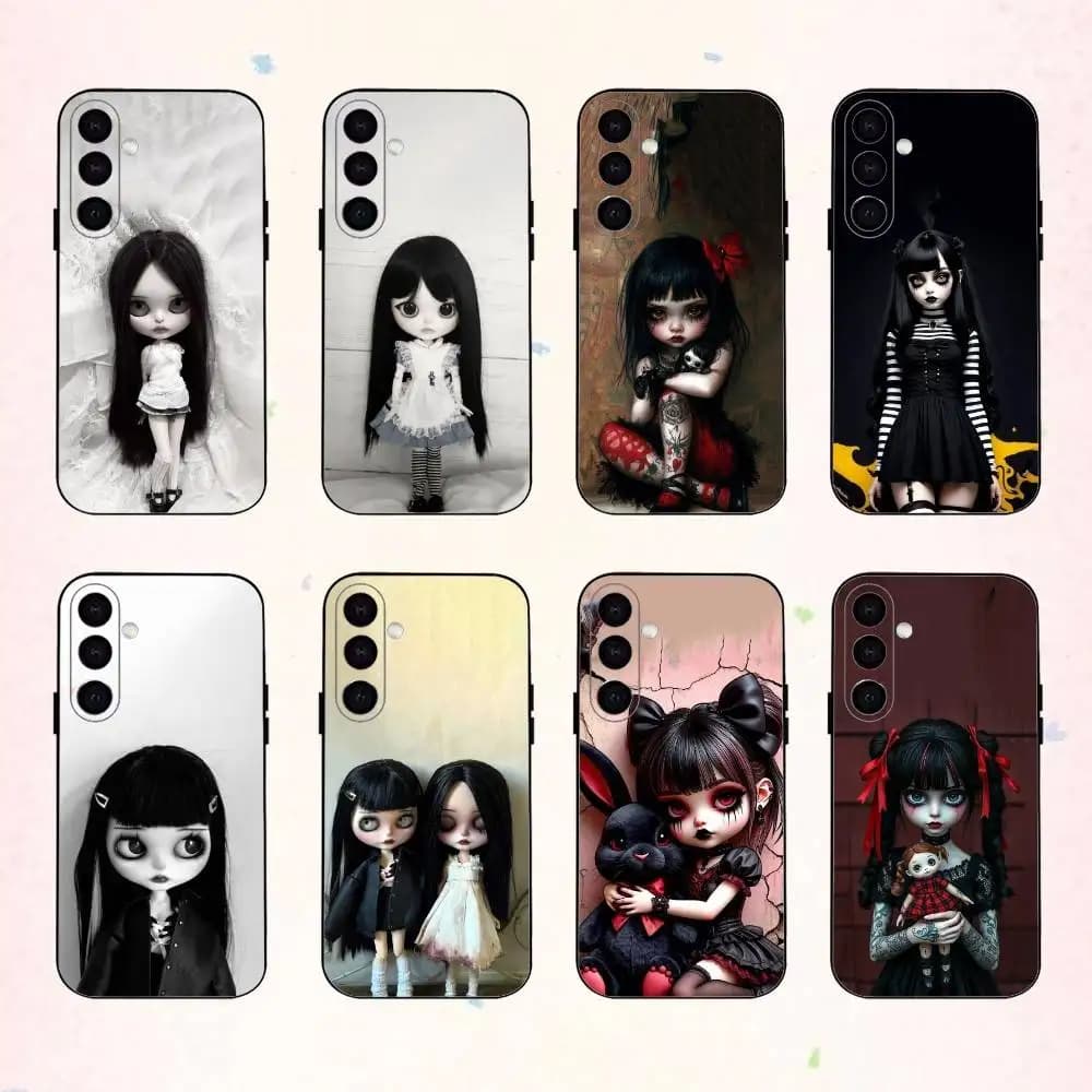 D-Dark-style doll  phone Case For Samsung Galaxy A73,A72,A71,A70,A53,A52,A51,Others Soft Black Shell