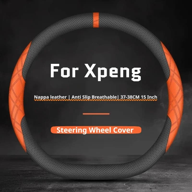 Nappa3Leather3Car3Steering3Wheel3Cover3For3Xpeng3G63G93P7+3X93L03,337-38CM3Sweat-Absorbent3All3Seasons3Car3Interior3Accessories