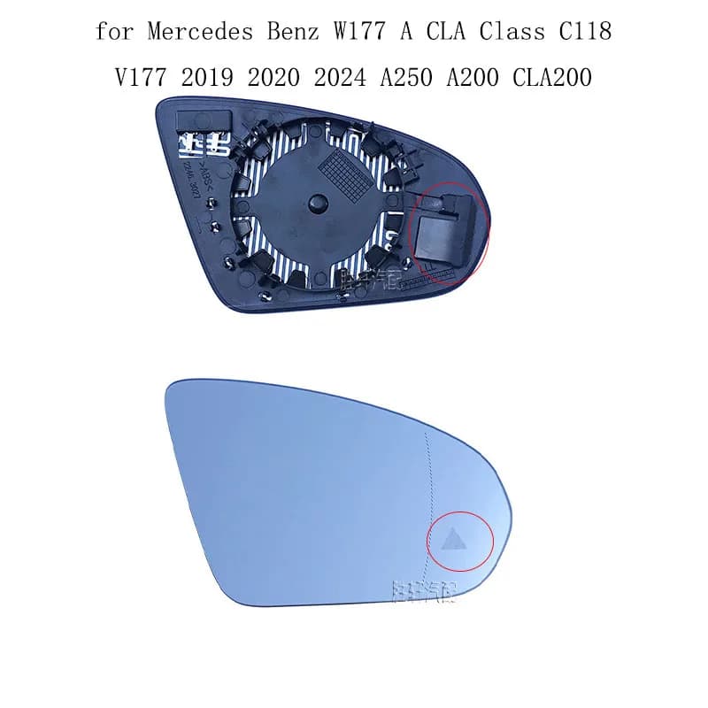 Heated Rear View Mirror Glass For Mercedes-Benz A-Class W177 V177 CLA C118 2019-2024 A200 A250 CLA200 Side Mirror Lens