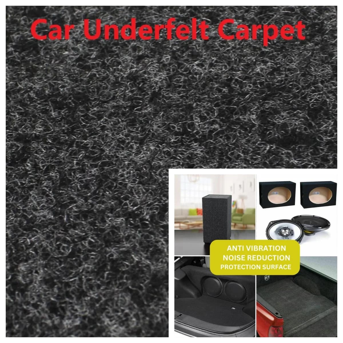 GREY Car Sound Noise Proof Floor Mat Underfelt Underlay Underpad Acoustic Carpet For RV Truck Boat Speacker Trunk Van 1M X 1M