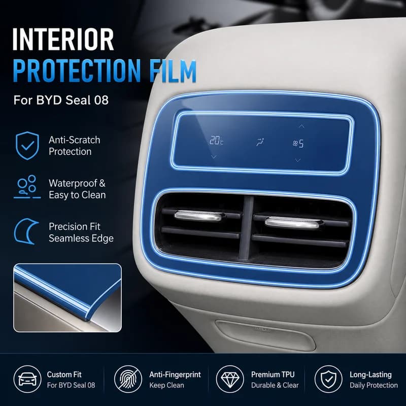 For BYD Seal 08 Interior Film Dashboard Navigation Screen Protector Rear Air Vent Center Console Wrap Modification