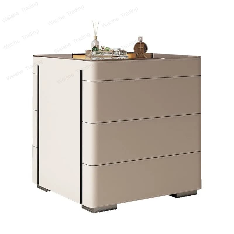 A light luxury walk-in closet, island countertop, modern household double-sided dresser bedroom