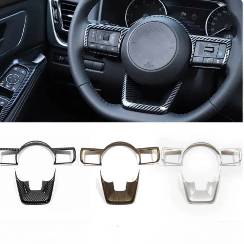 ABS Carbon fiber car steering wheel cover decorative sticker accessories For Nissan X-Trail T33 2021-2023 / Steering wheel