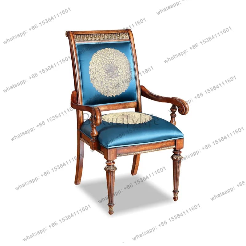 Neoclassical Home Furnishing European Dining Chair Italian Furniture Armrest Back Leisure Chair