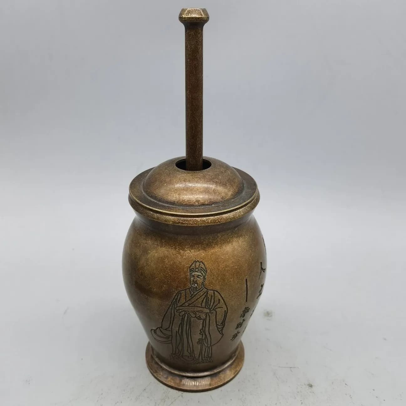 Antique Collectible Brass Li Shizhen Medicine Jar