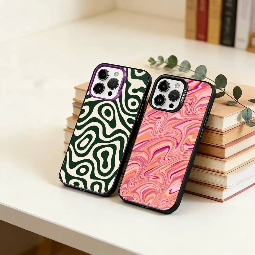 Liquid Swirl Pattern  Phone Case For iPhone 17,16,15,14,13,12,11 Plus,Pro Max,XS,Colorful Silver Black Cover
