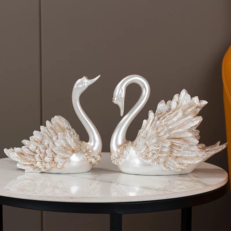 Resin Swan Couple Wine Rack Figurine Home Decor Shelf Ornament Wedding Anniversary Housewarming Christmas Gift for Couples