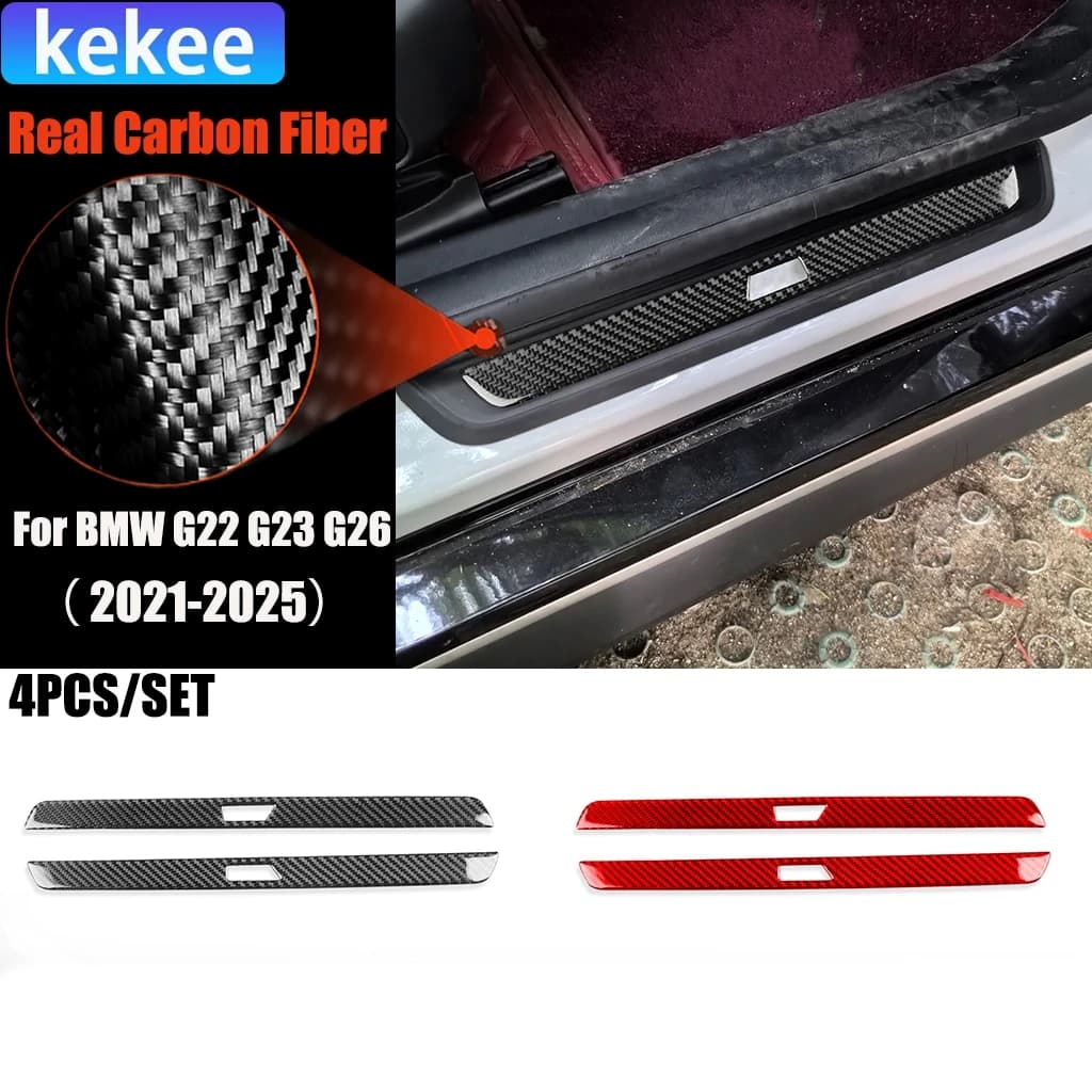 Carbon Fiber Car Accessories Door Sill Modified Exterior Trim Cover Sticker For BMW 4 Series 4 Door G22 G23 G26 2021-2025