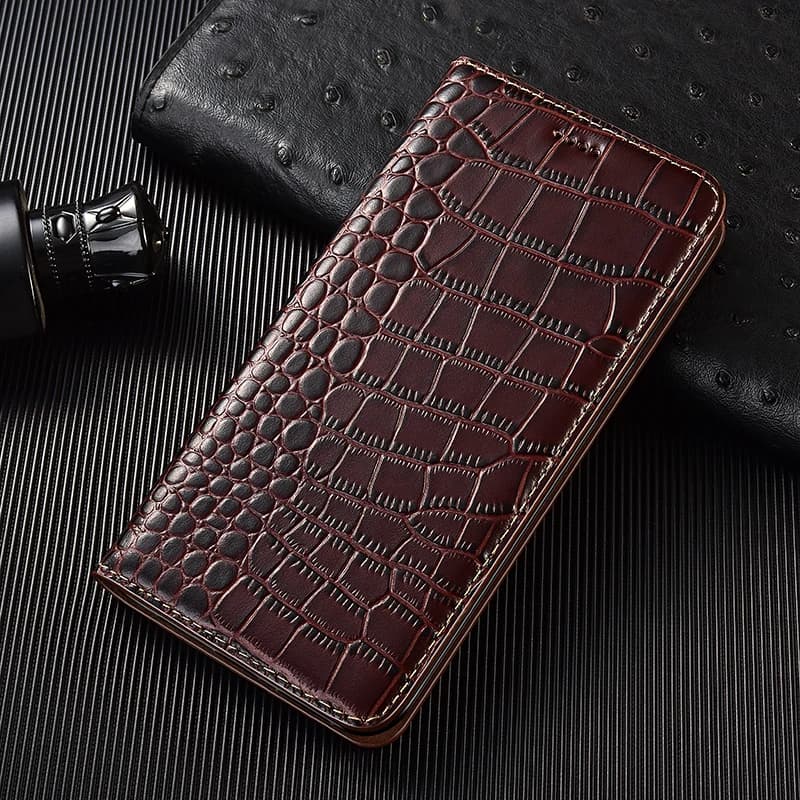 Crocodile Genuine Leather Case for Sony Xperia 1 5 10 20 V IV II III Plus Lite Xperia Pro Magnetic Flip Phone Wallet Cover