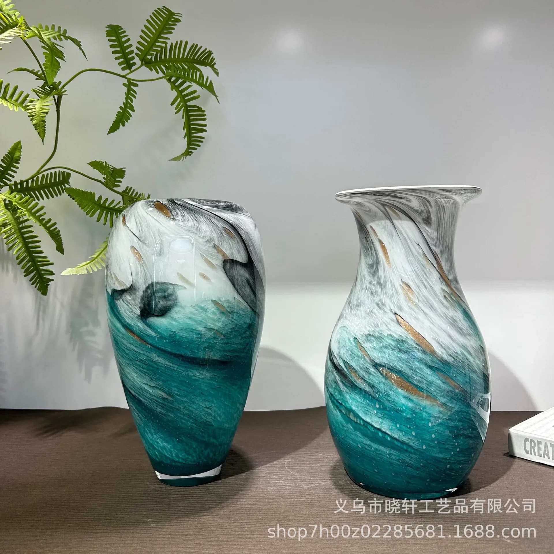 CL New Chinese Ink Wind Handmade Glazed Vase Dining Table Bedroom Advanced Sense Flower Arrangement Decoration
