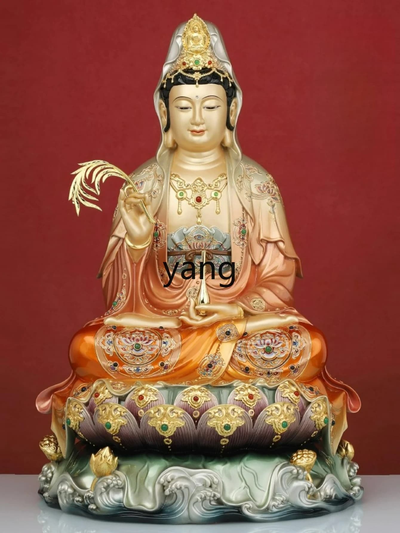 LTT Guanyin Bodhisattva Buddha Statue Home Offering Full Bronze Statue Guanyin Ornament