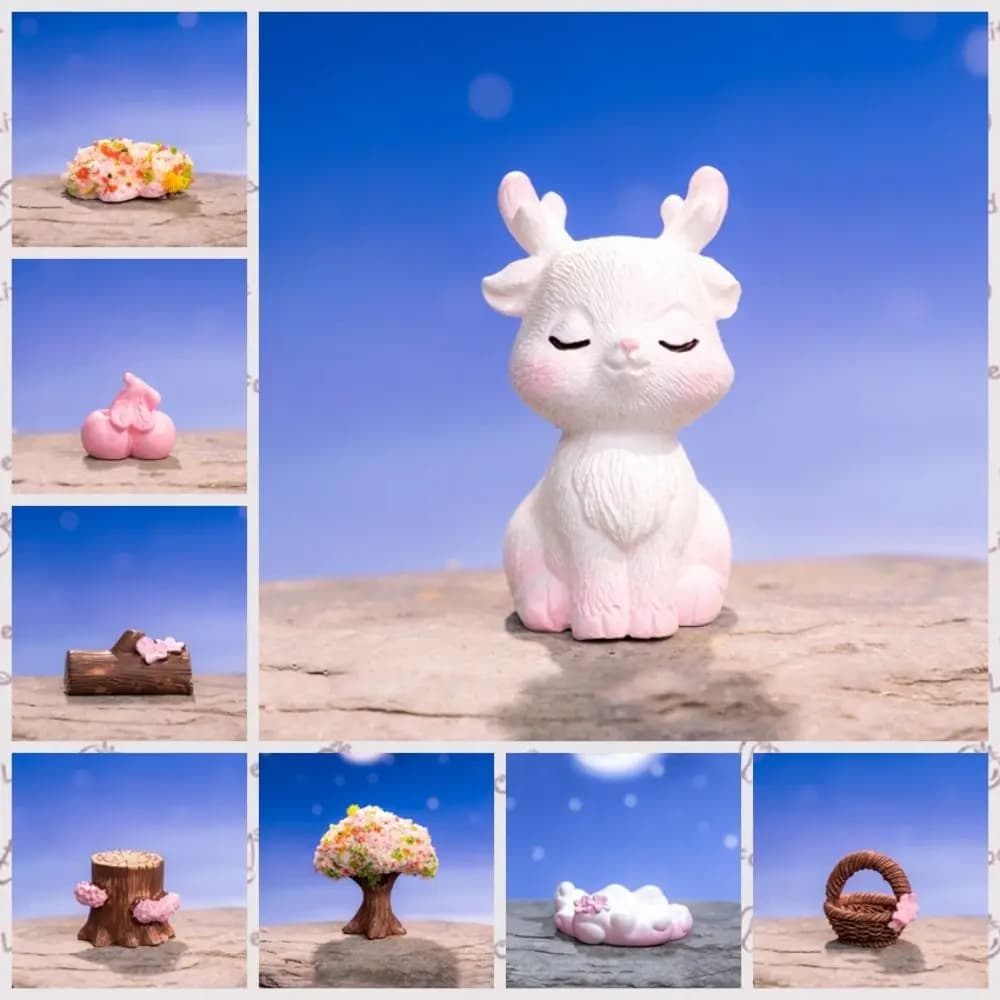 Decorative Mini Pink Deer Statue Resin Cute Pink Deer Micro Landscape Pink Deer Miniatures Pink Deer Fairy Garden