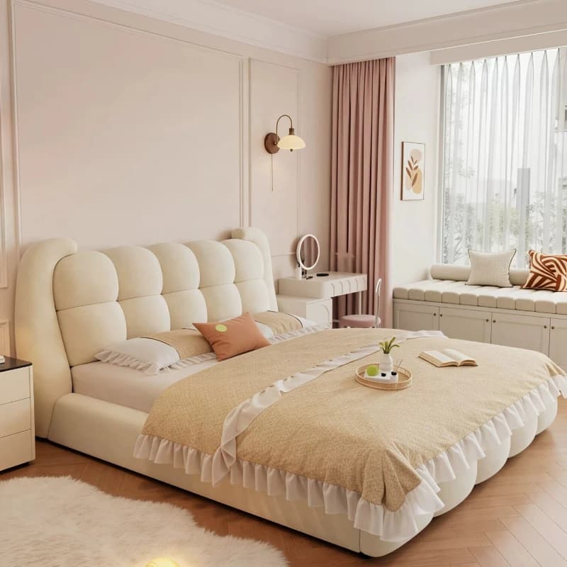 Princess Simple Bed Bedroom Double Sleeping Design Girls Luxury Modern Bed Headboards Single Letto Matrimoniale Home Furniture
