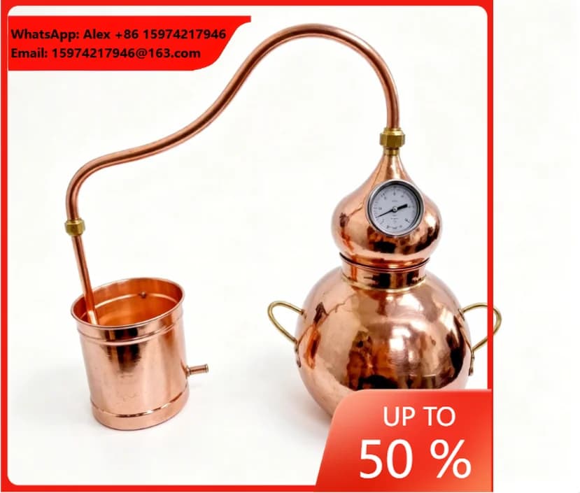 5L T2 Red Copper Essential Oil Distiller For Lavender Rose Hydrosol Extraction Home Use Steam Distillation Equipment