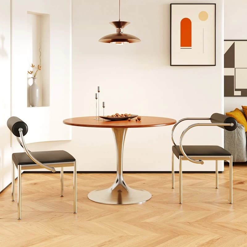 Dining chair retro style stainless steel chair bedroom makeup chair