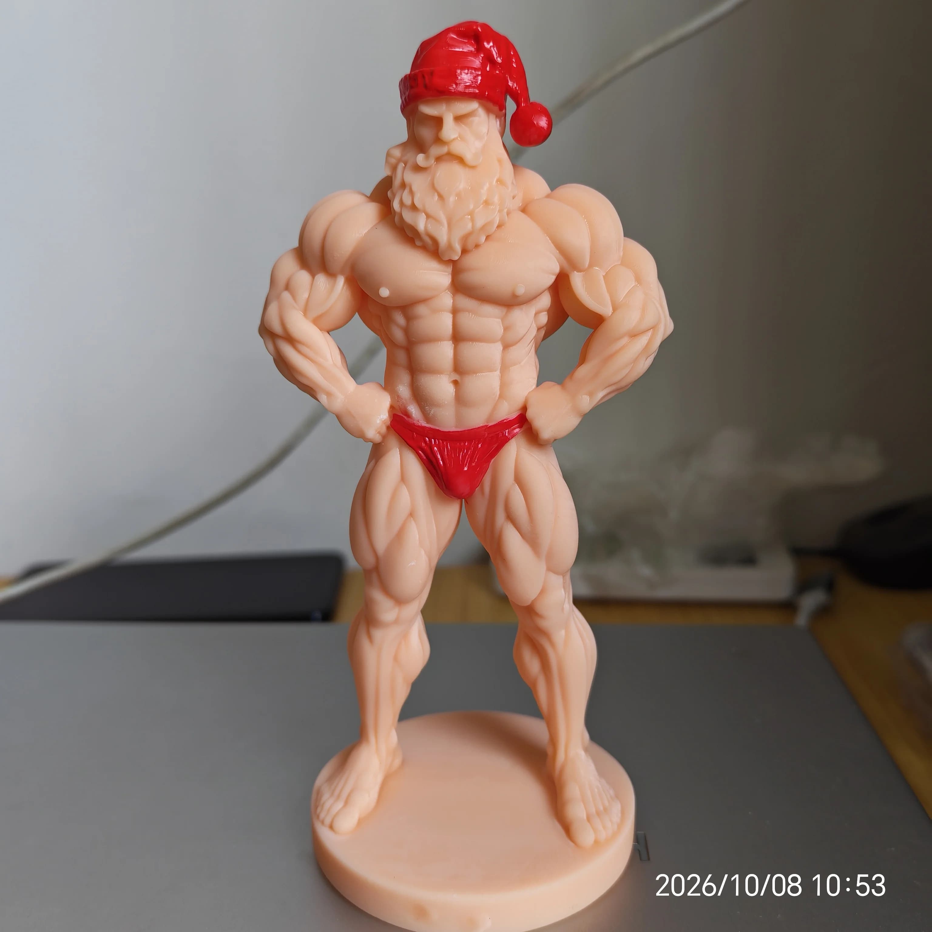 Muscular Santa Claus Resin Figurine, Christmas Desktop Ornament,Unique Holiday Collectible Statue, Home Party Display Decor Gift