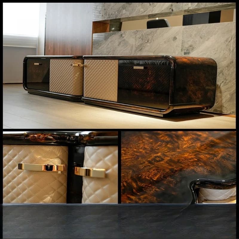 Light luxury TV cabinet Post-modern large-sized villa four-door  cabinet Hong Kong-style luxury house living room floor cabinet