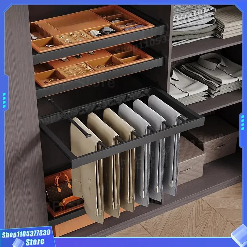 Telescopic Slide Rail Wardrobe Jewelry Box Drawer Type Storage Basket Underwear Rack Finished Lattice Multi Treasure