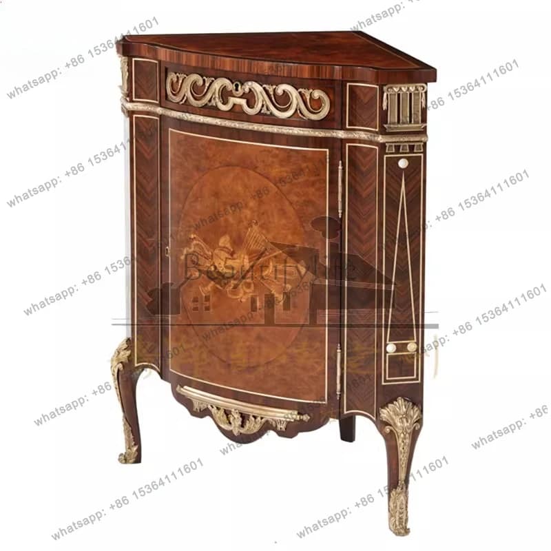 Triangular Cabinet Mahogany English Neoclassical Wall Cabinet
