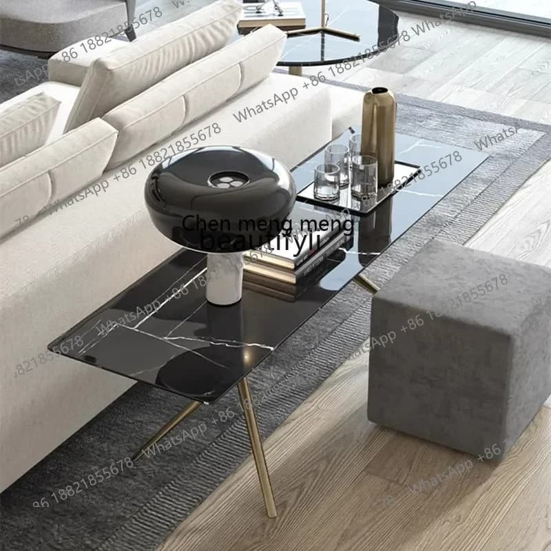 B178 Modern simple and minimalist light luxury high-end villa natural marble sofa with long edges2936