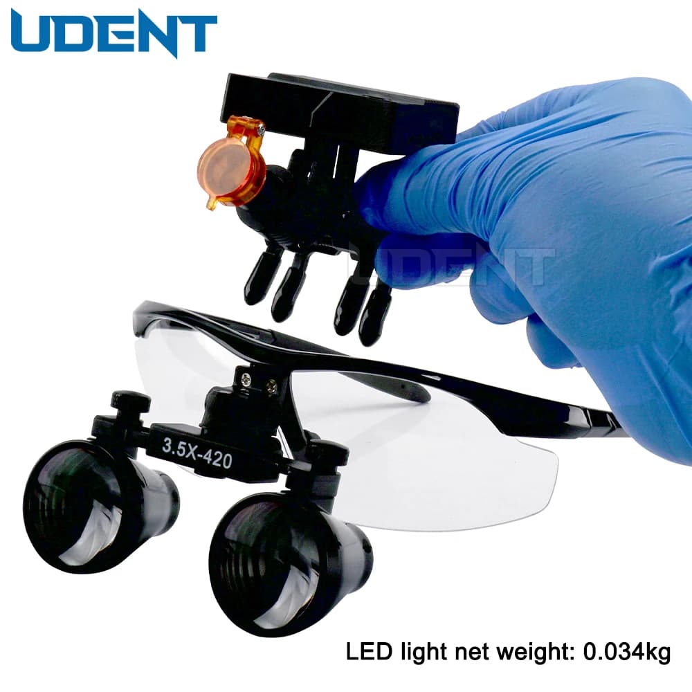 Udent JT-DL1 Loupe: 3.5X Magnification, Wireless LED Light, CE Certified Class II Medical Loupe
