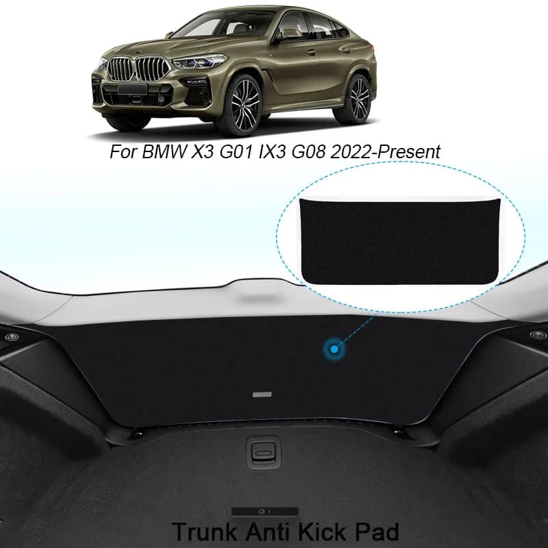 Car PU Leather Mat For BMW X3 G01 IX3 G08 2022-2025 Anti-kick Carbon Trunk Weather Dustproof Protection Tailgate Sticker