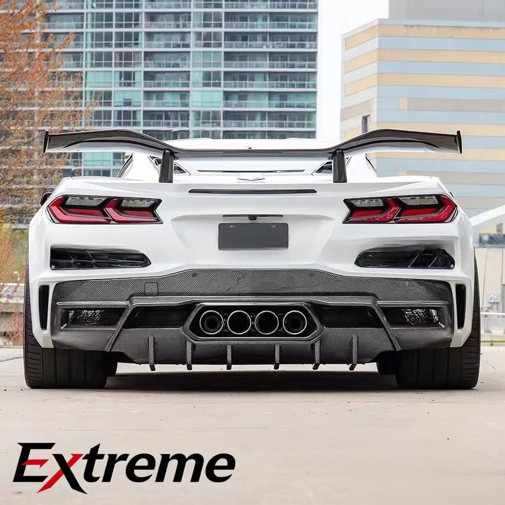 High Quality New Carbon Fiber PM Style Rear Diffuser Upgrade for Corvette C8 Stingray Coupe Z51 Z06 Rear Bumper Lip